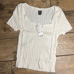 BDG | White Cropped Ribbed Tee